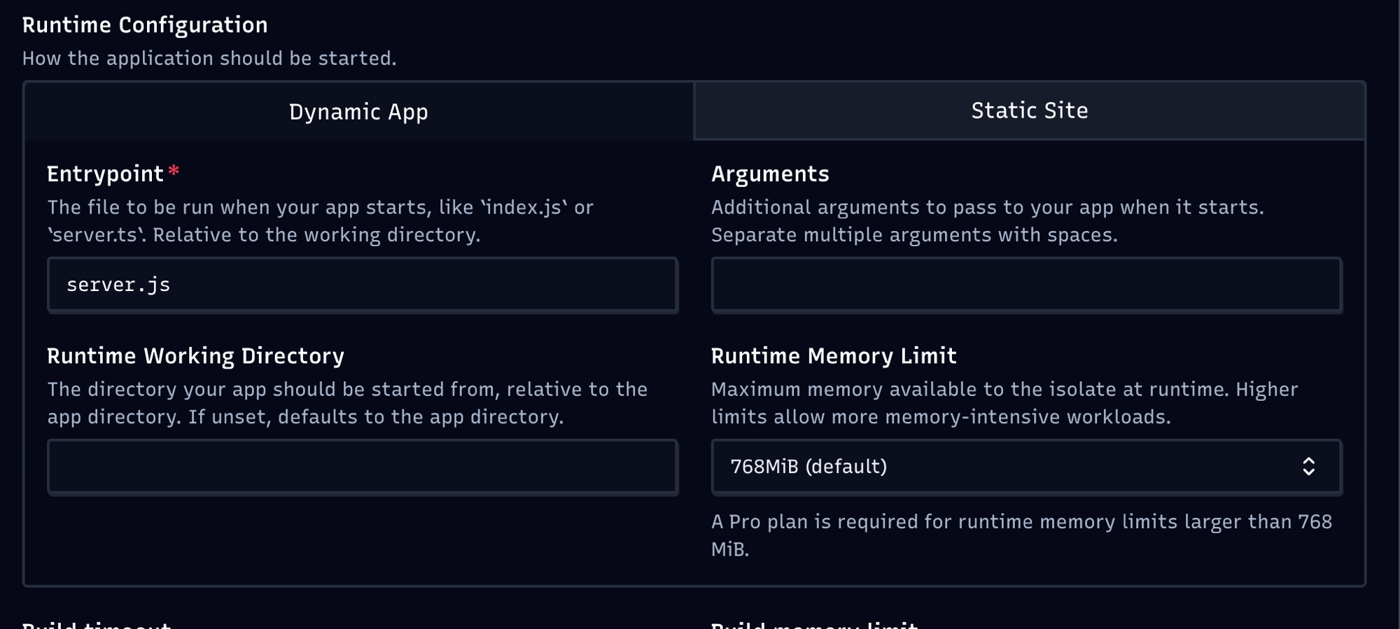 Runtime Configurationの設定